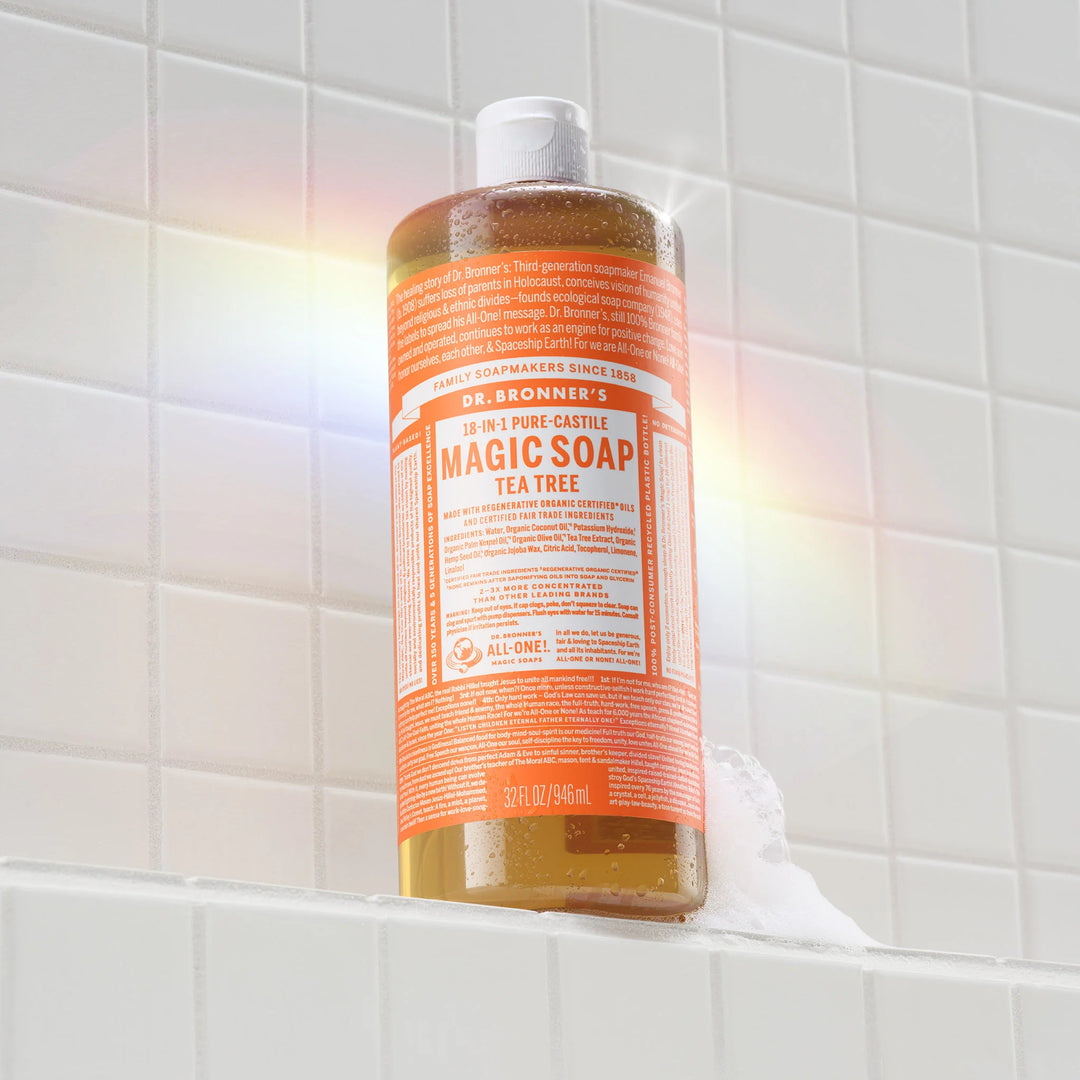 Dr Bronner's 18-in-1 Pure-Castile Magic Tea Tree Liquid Soap 32 oz.