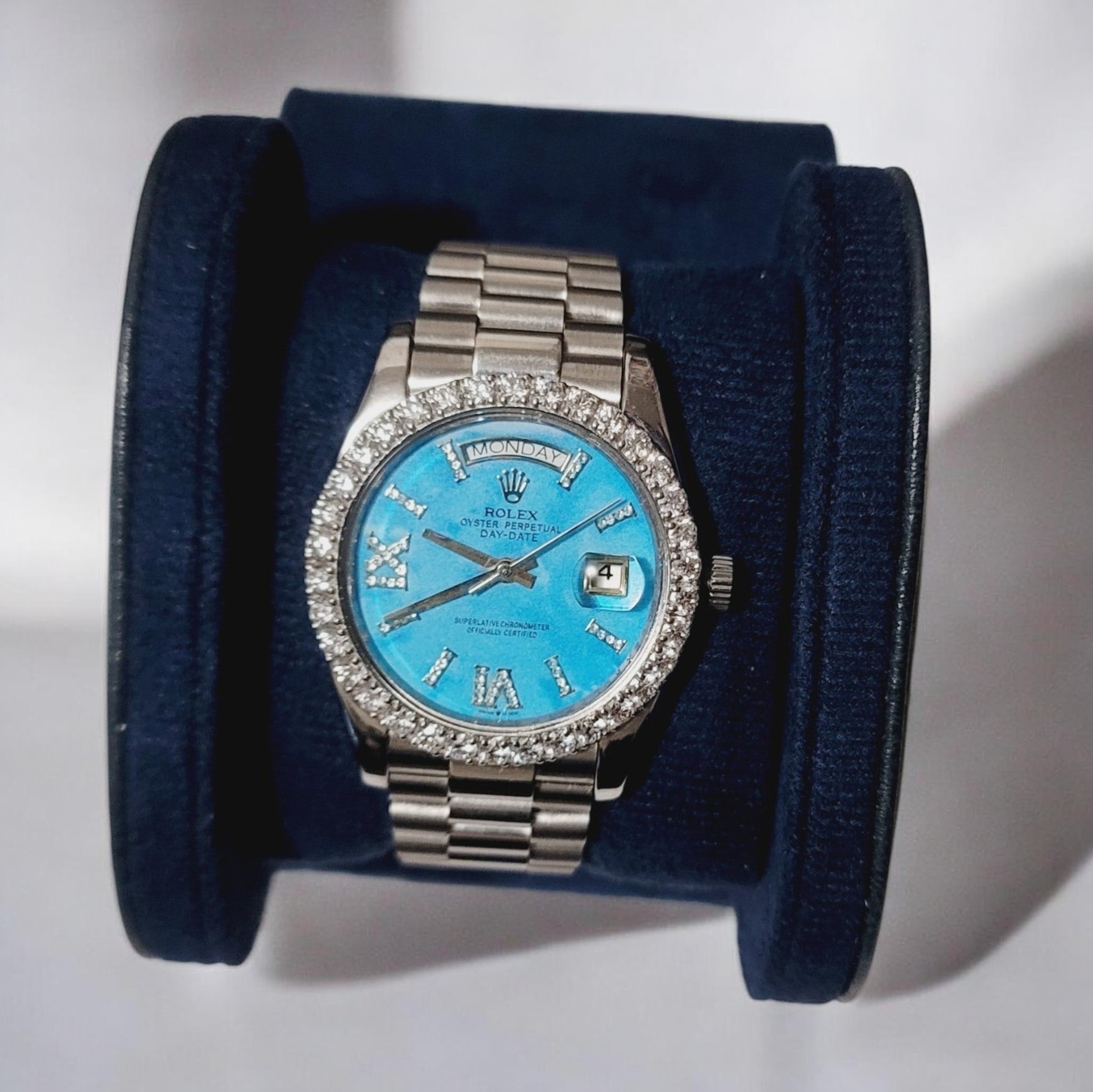 Rolex SUPER—CLONE Ladies Day-Date Watch | 36 mm Turquoise Dial - (PRE-OWNED)
