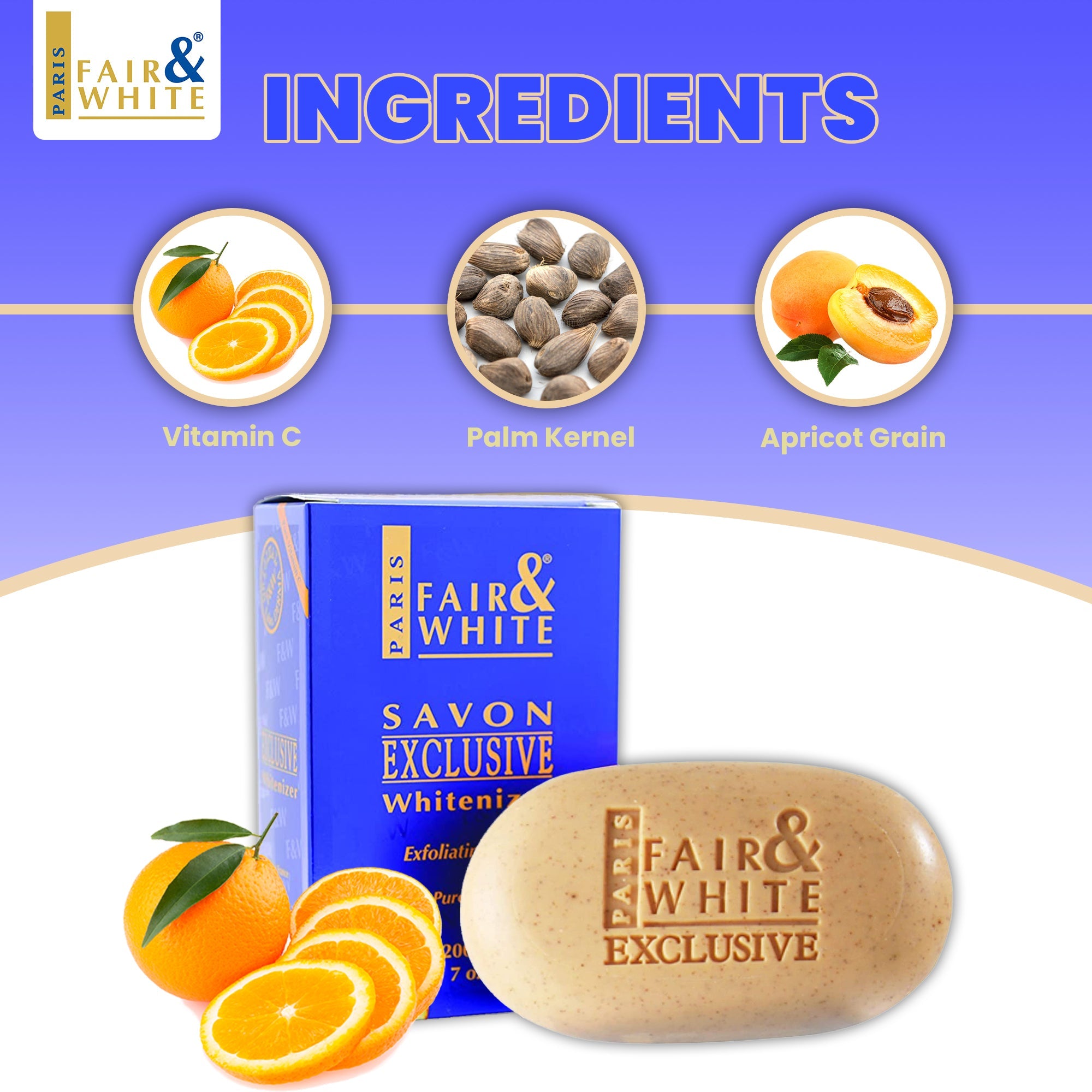 Fair & White Exclusive
Exclusive Exfoliating Soap With Vitamin C 200g