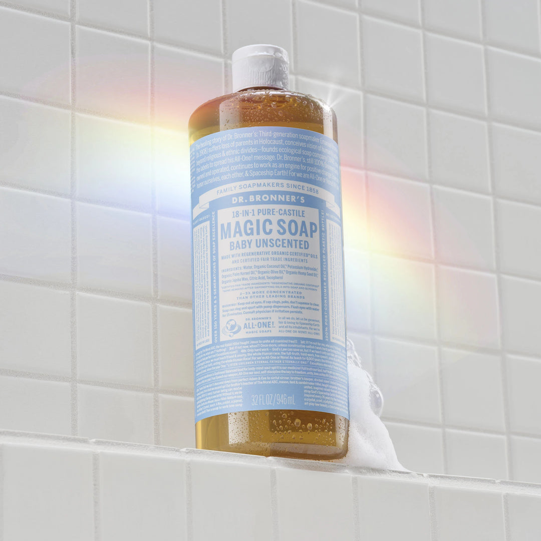 Dr Bronner's 18-in-1 Pure-Castile Magic Unscented Liquid Soap 32 oz.