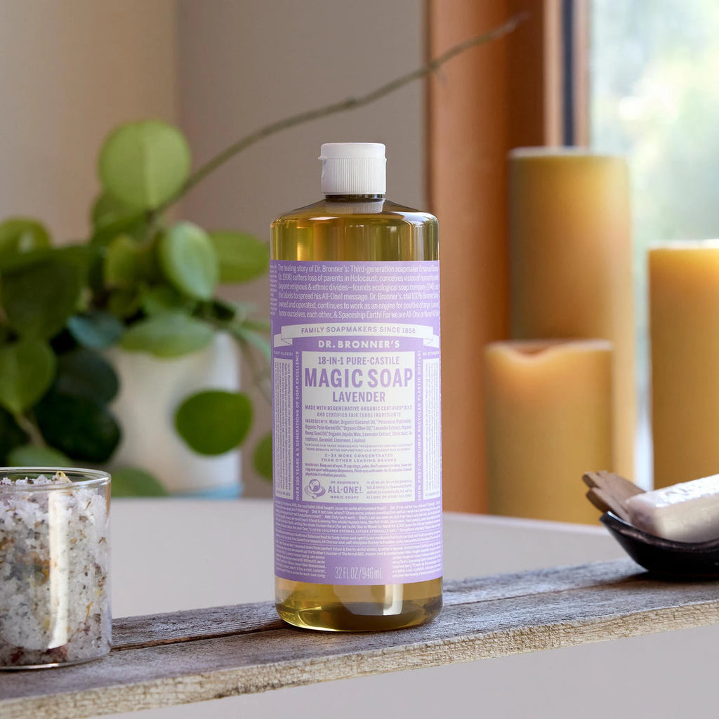 Dr Bronner's 18-in-1 Pure-Castile Magic Lavender Liquid Soap 32 oz