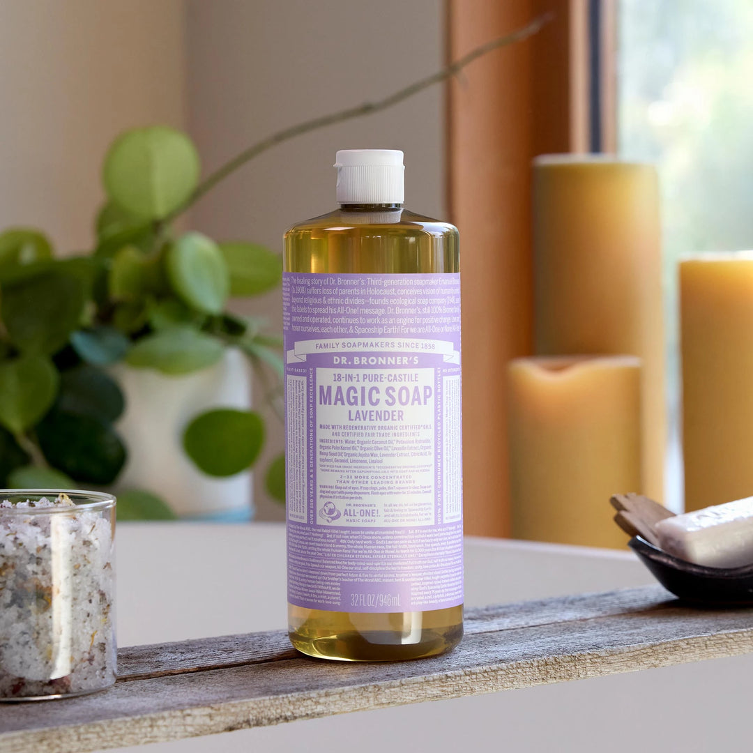 Dr Bronner's 18-in-1 Pure-Castile Magic Lavender Liquid Soap 32 oz