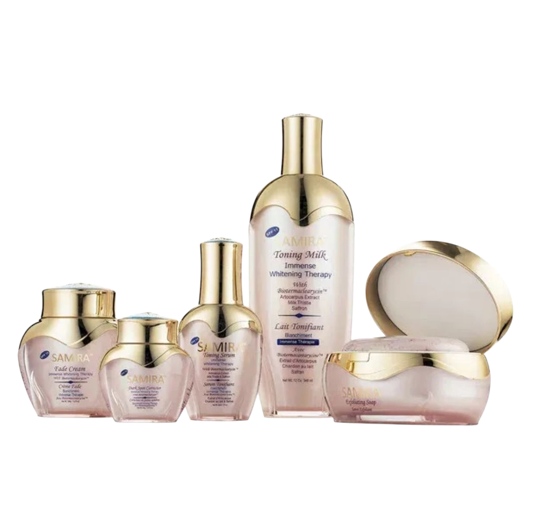 5-Piece Samira Immense Whitening Therapy Toning Milk, Cream, Spot Corrector, Serum & Bar Soap Set
