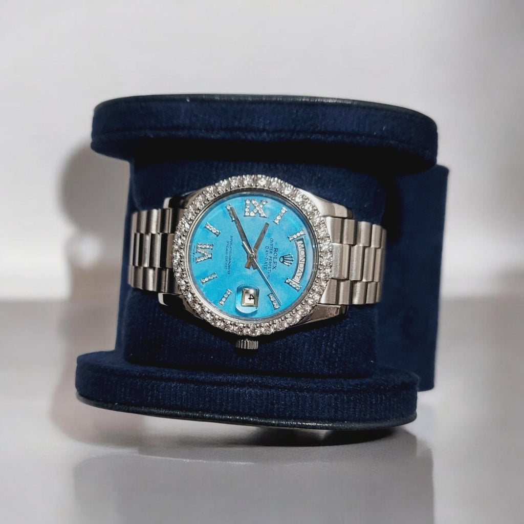 Rolex SUPER—CLONE Ladies Day-Date Watch | 36 mm Turquoise Dial - (PRE-OWNED)