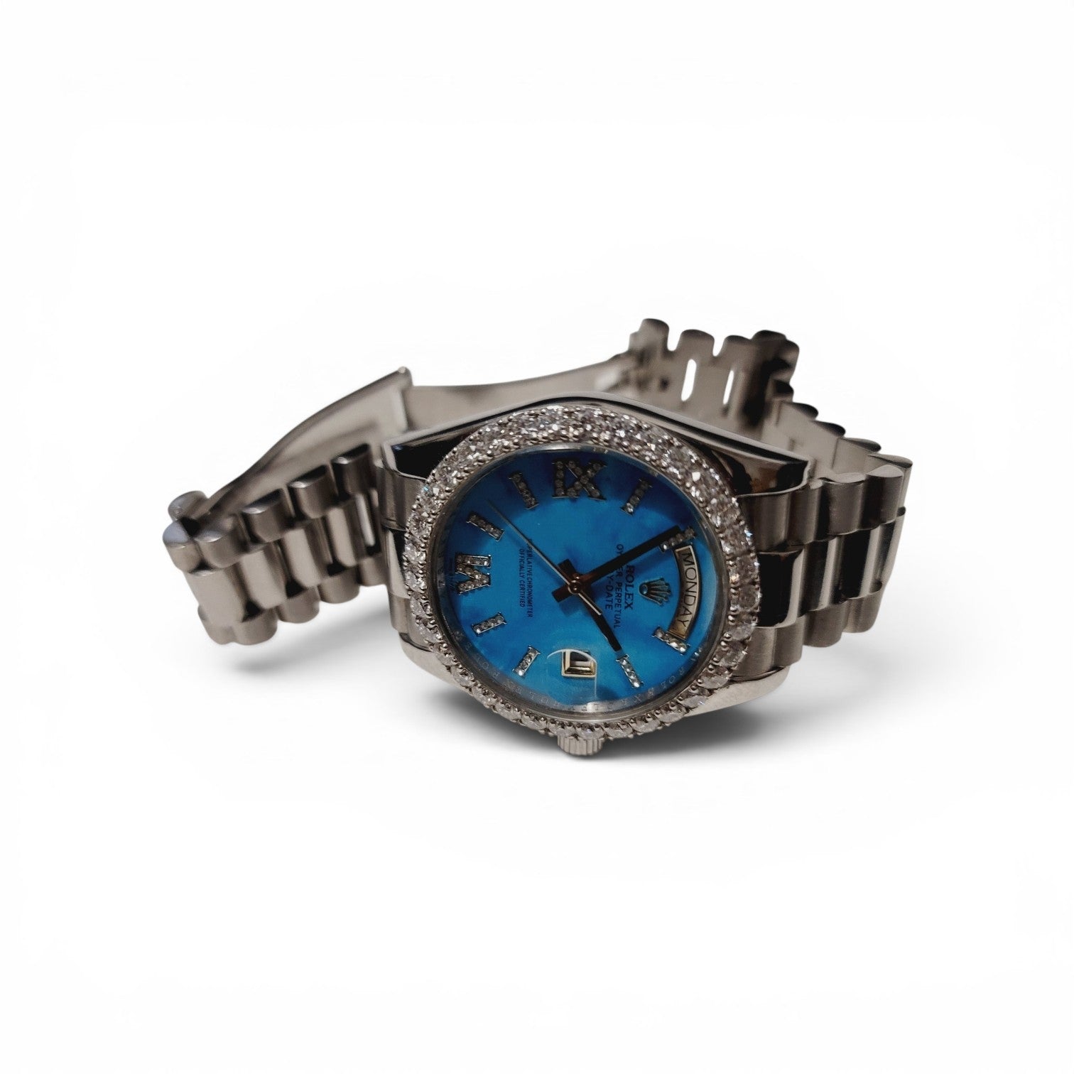 Rolex SUPER—CLONE Ladies Day-Date Watch | 36 mm Turquoise Dial - (PRE-OWNED)