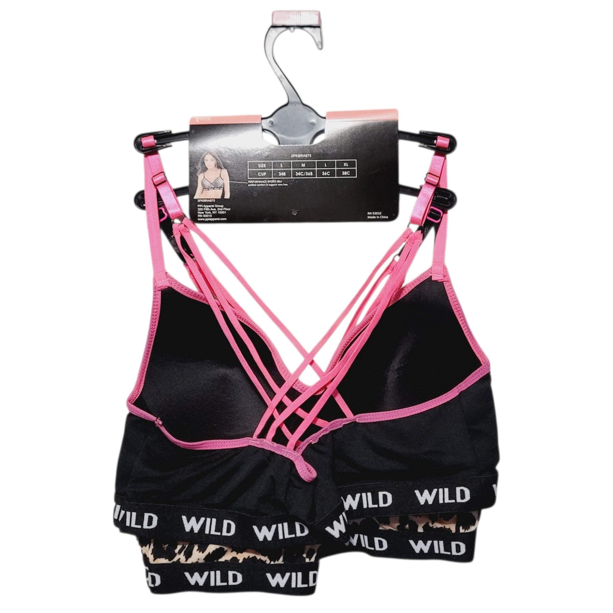 2-Pack Microfiber Performance Padded Sports Bra By Lady Princess With Comfort & Support Wire Free