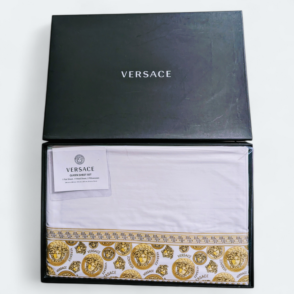 Versace Medusa Amplified Bedsheet Queen Size 4pcs Set NEW