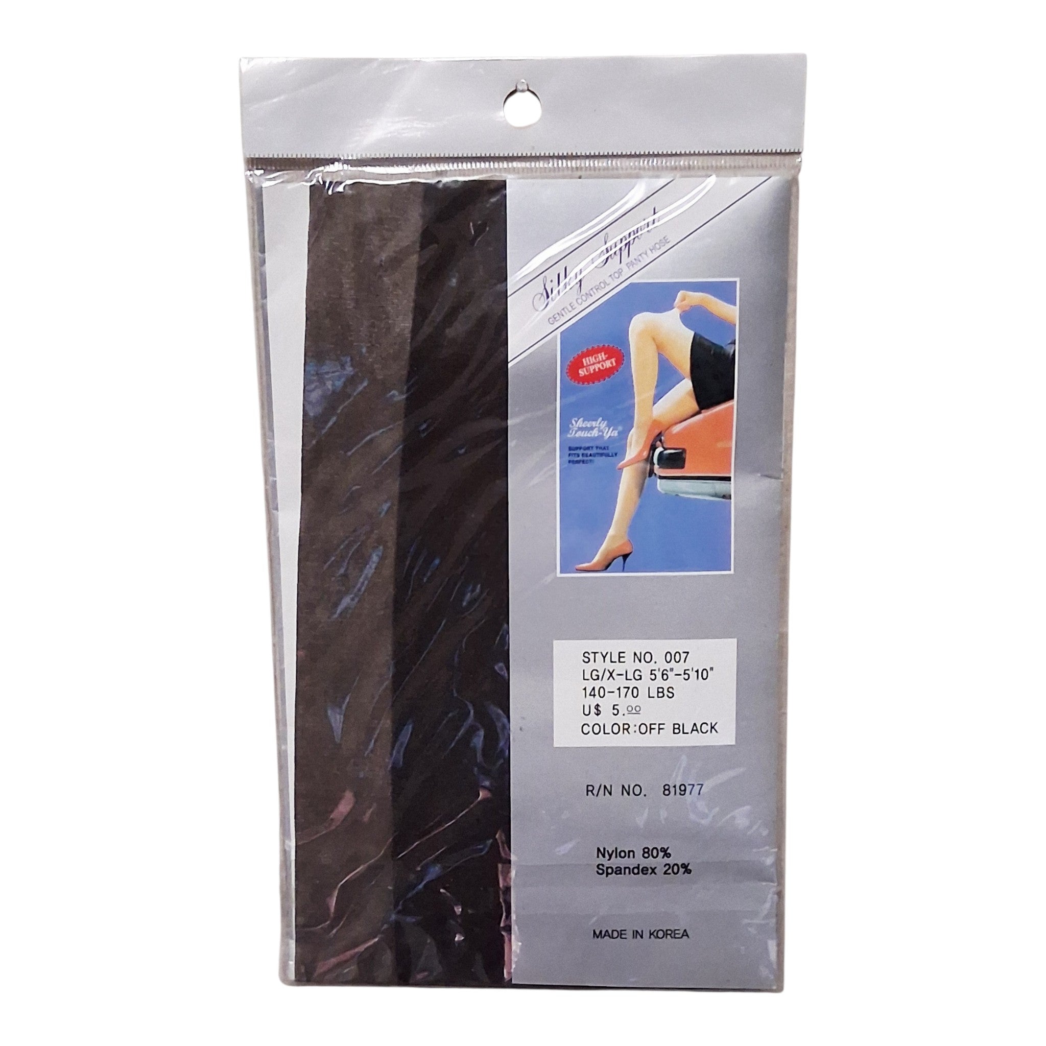 Sheerly Touch-Ya Silky Support Pantyhose - Off Black | Large/X-Large | 5’-5’10” (130-175 lbs)
