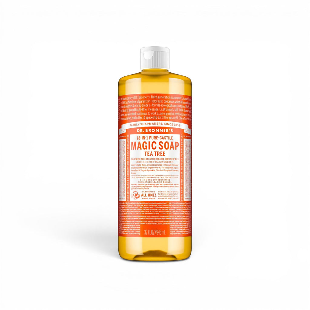 Dr Bronner's 18-in-1 Pure-Castile Magic Tea Tree Liquid Soap 32 oz.