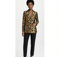Saint Laurent Black Gold Floral Metallic Jacquard Blazer Jacket Size - 34 New MSRP. $3428