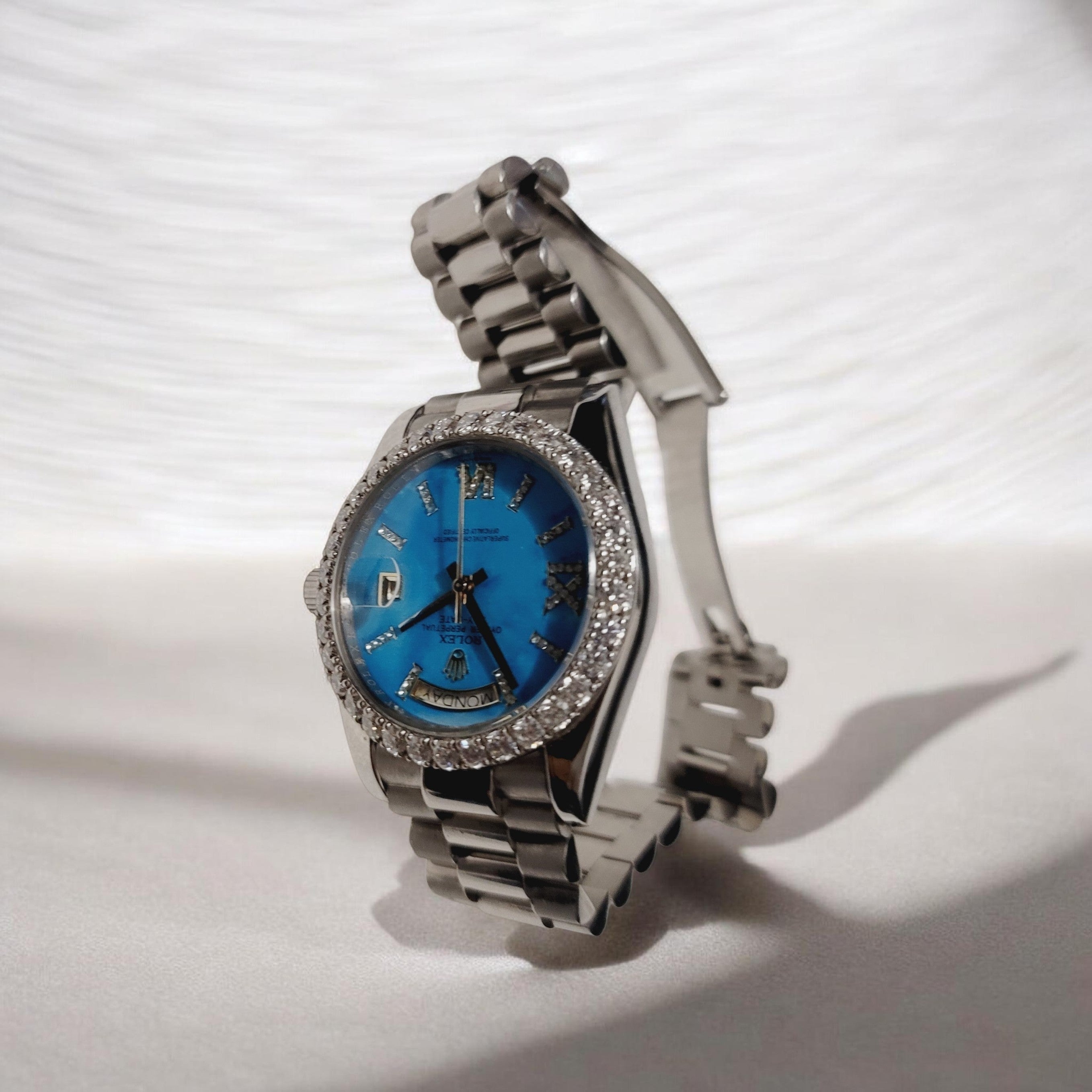 Rolex SUPER—CLONE Ladies Day-Date Watch | 36 mm Turquoise Dial - (PRE-OWNED)