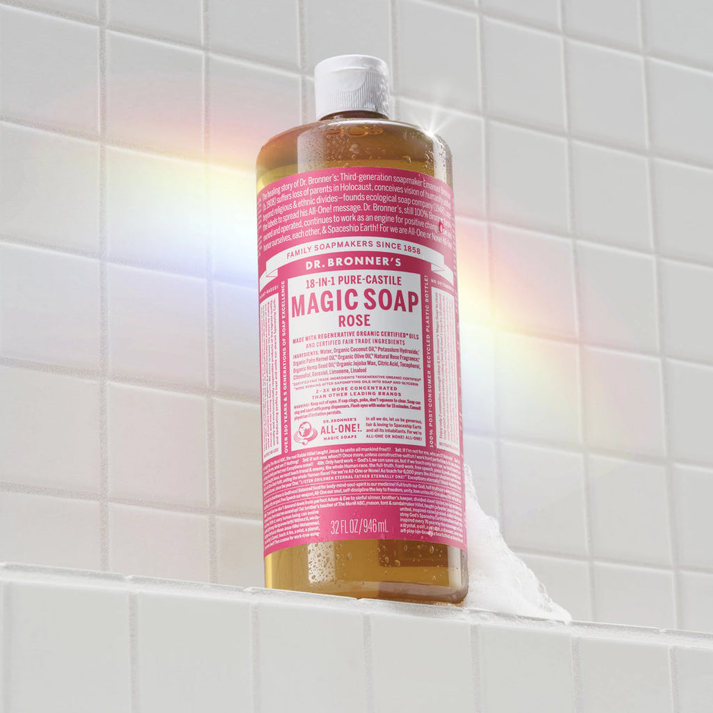 Dr Bronner's 18-in-1 Pure-Castile Magic Rose Liquid Soap 32 oz.