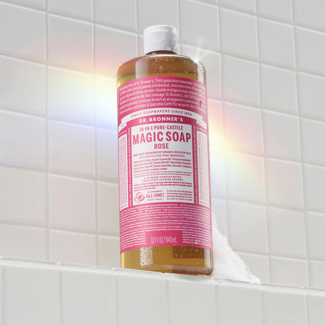 Dr Bronner's 18-in-1 Pure-Castile Magic Rose Liquid Soap 32 oz.